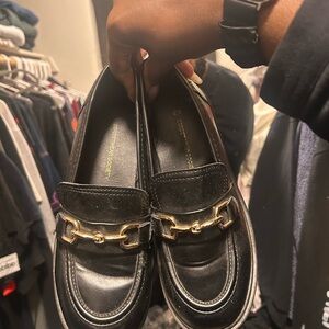Black Loafers with Gold Accent